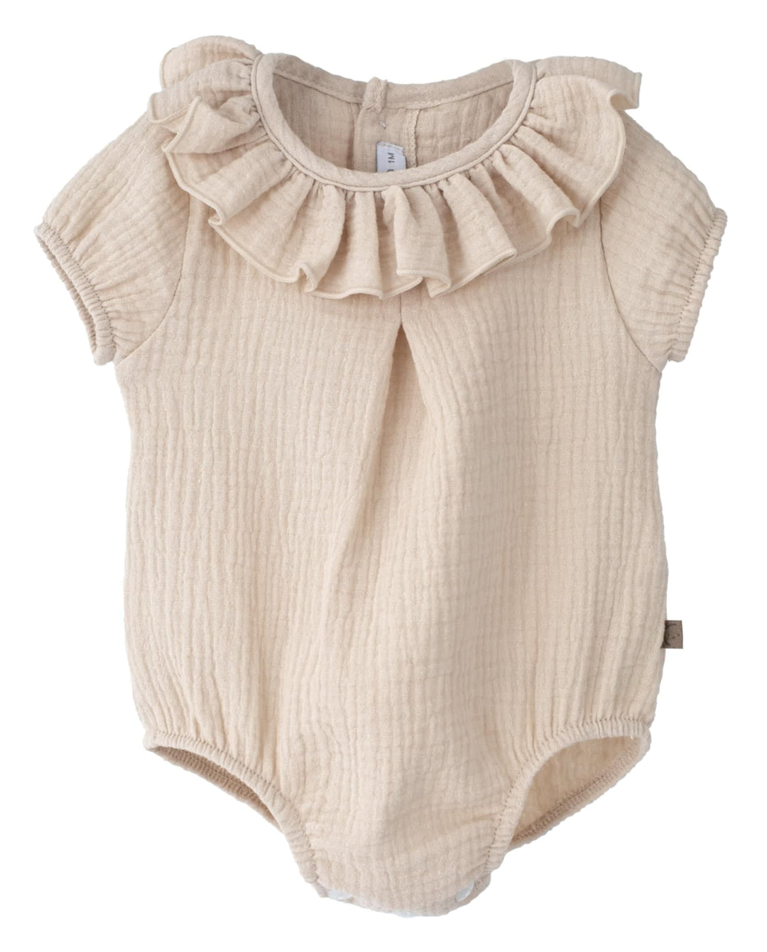 Calamaro Beige Frilly Collar Bodysuit Romper - 32497