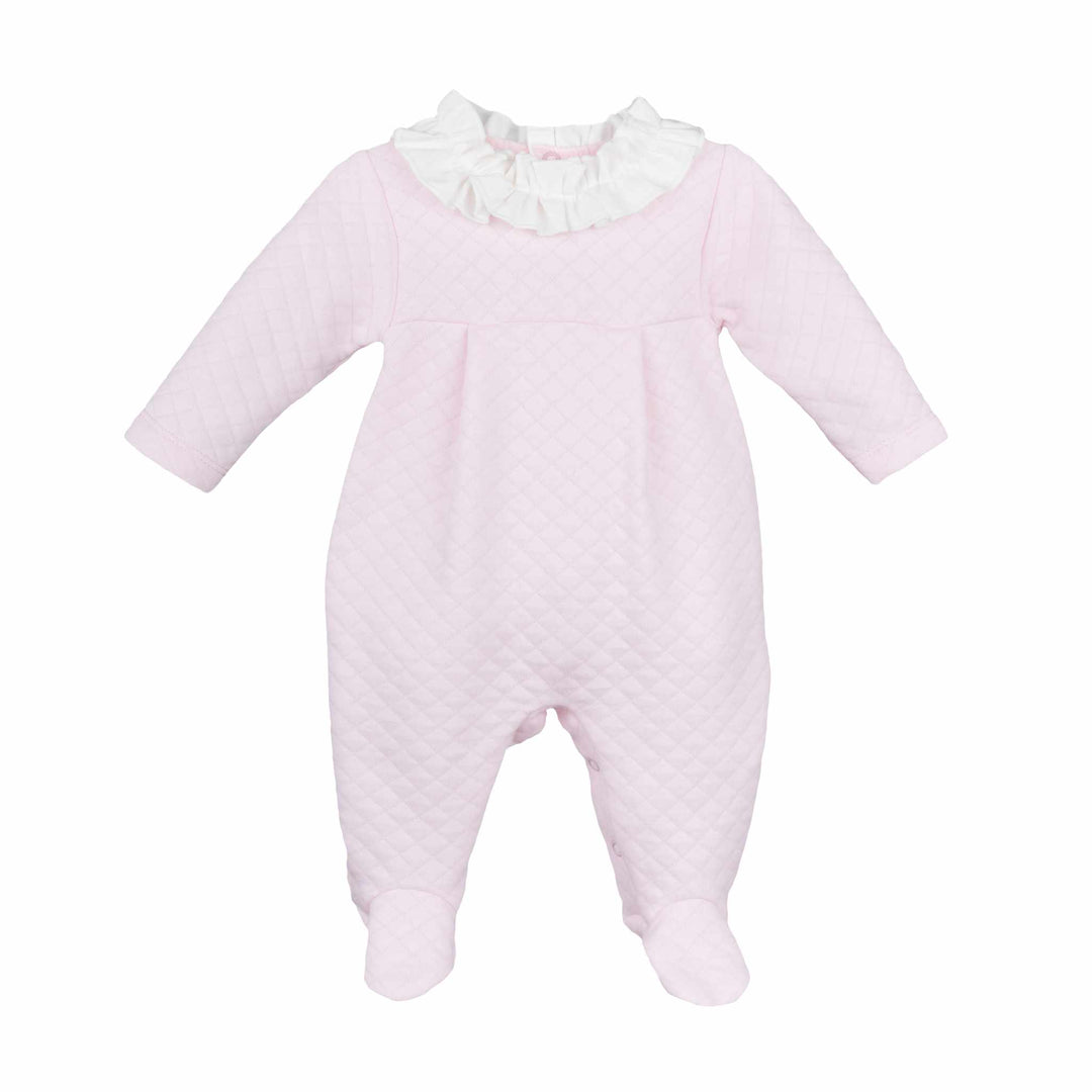 Calamaro Baby Girls Pink All In One Babygrow With Frill - 33032