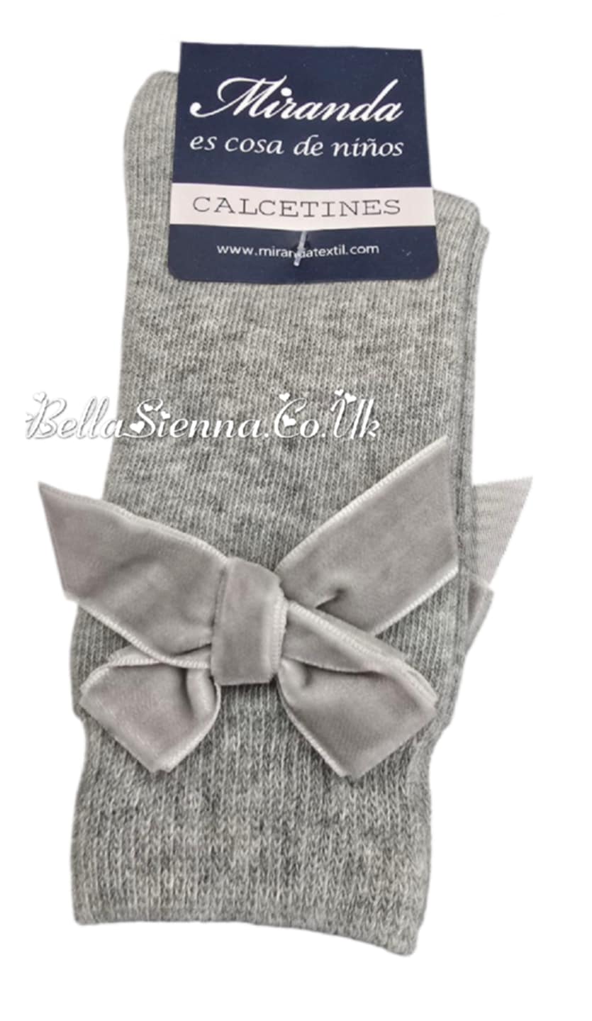 Miranda Girls Knee High Velvet Bow Socks