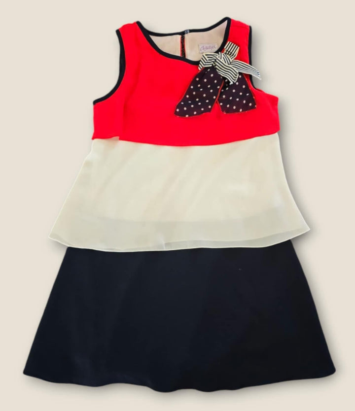 Amaya Red White And Blue Dress With Bow - 96430