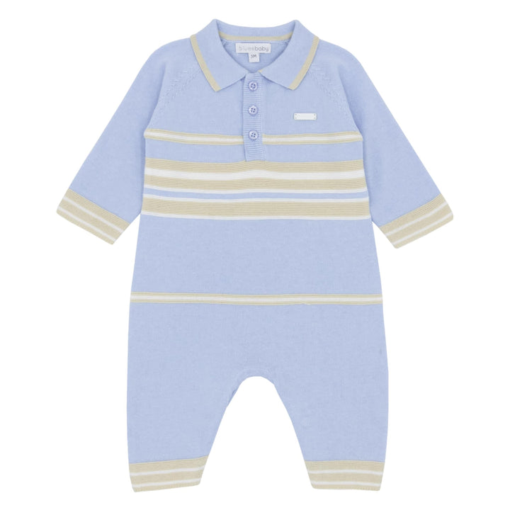 Blues Baby Boys Blue & Beige Knitted Romper - BB2127
