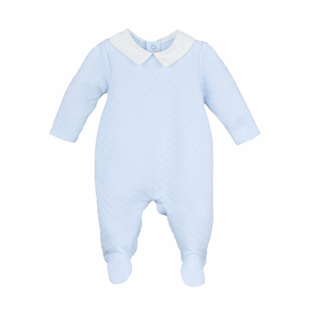 Calamaro Baby Boys Blue All In One Babygrow With Collar - 33033