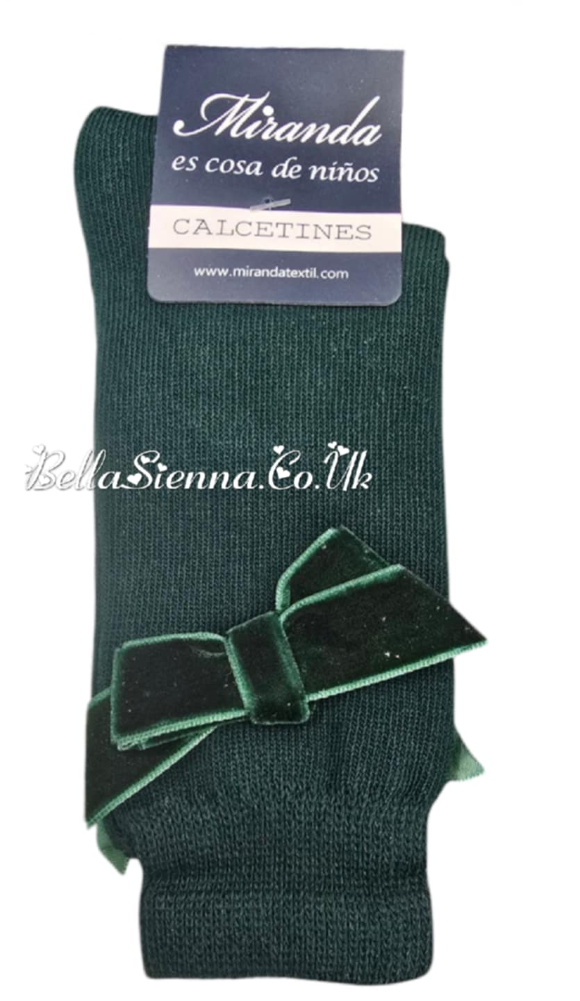 Miranda Girls Knee High Velvet Bow Socks