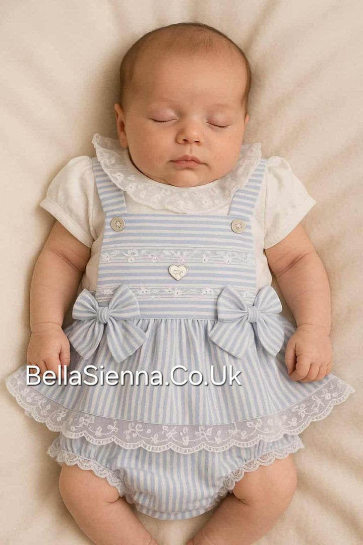 Dolce Petit Baby Girls White And Blue Outfit