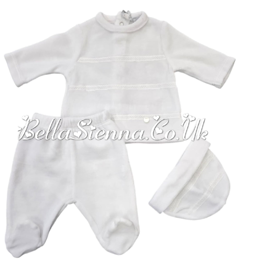 Blues Baby White Velour Unisex Three Piece Set