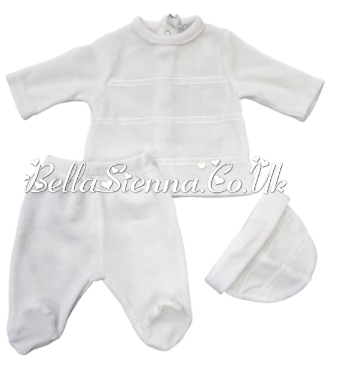 Blues Baby White Velour Unisex Three Piece Set