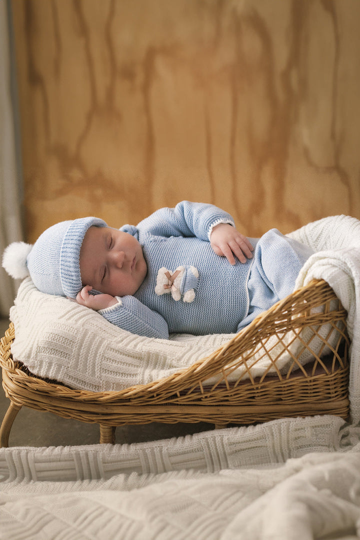 Mac ilusion Unisex Three Piece Blue Knitted Teddy Bear Set - 9405 - Cloud Blue