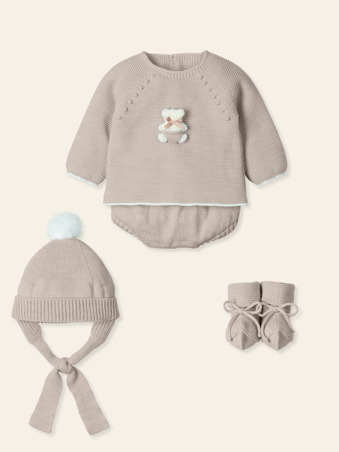 Mac ilusion Unisex Four Piece Blue Knitted Teddy Bear Set - 9428 - Walnut