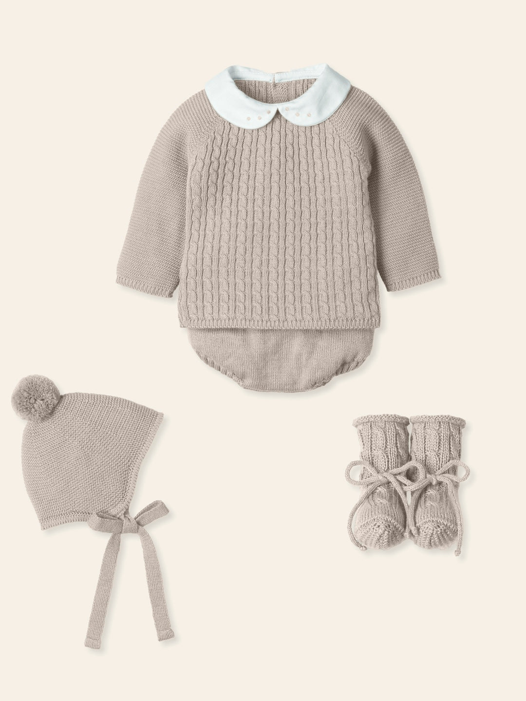 Mac ilusion Unisex Four Piece Beige Knitted Set - 9433 - Walnut