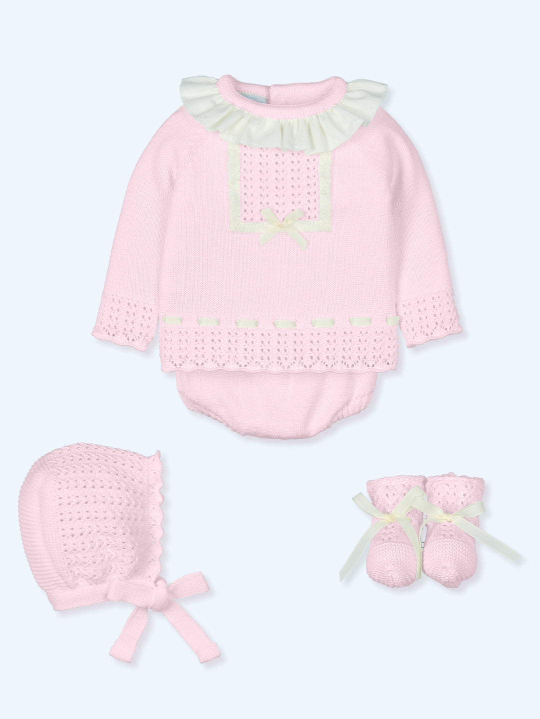 Mac ilusion Baby Girls Pink & Ivory Four Piece Set - 9639
