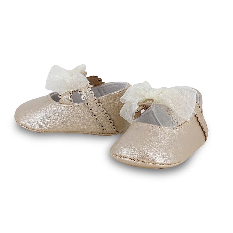Mayoral Baby Girls Champagne Gold Shimmer Pram Shoes -9791 – Bella