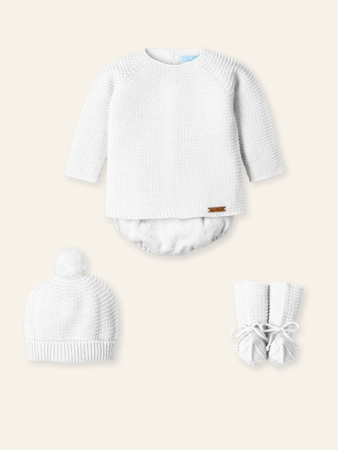 Mac ilusion Unisex White Four Piece Knitted Set - 9824 - Blanco