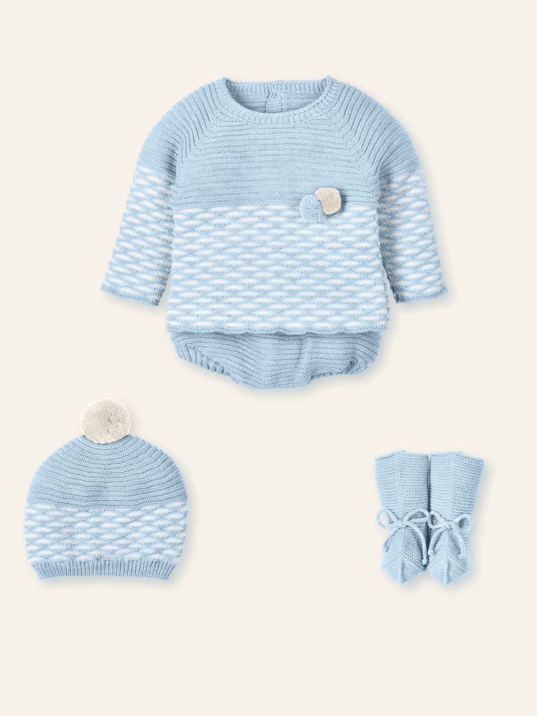 Mac ilusion Boys Four Piece Knitted Pom Pom Set -9831 - Nube (Cloud Blue)