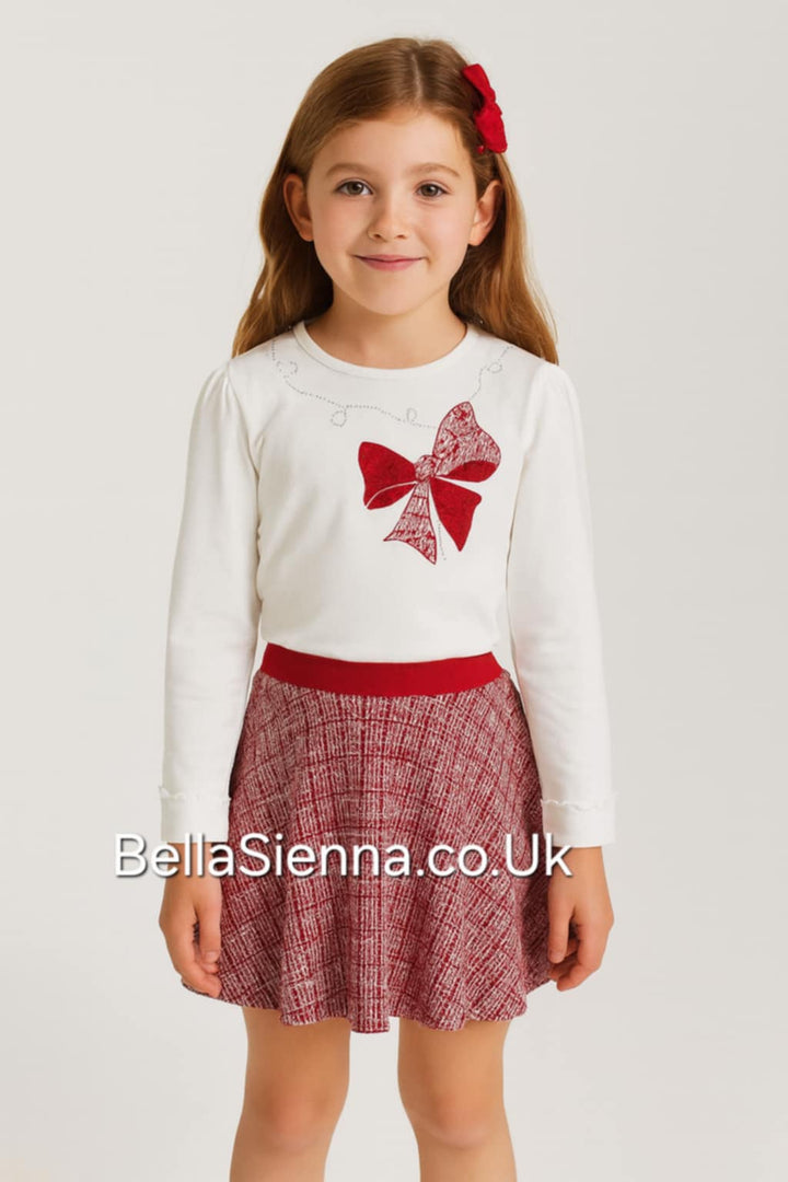 Mayoral Wool skirt and top set for girl 4941 Red