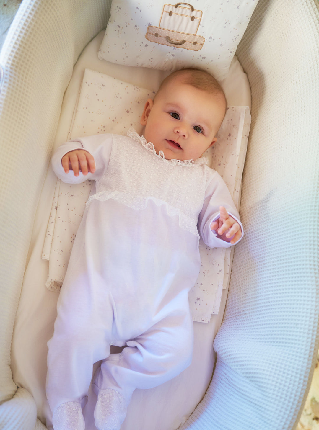 Rapife Girls White 100% Cotton Babygrow With Pretty Detail - 4103