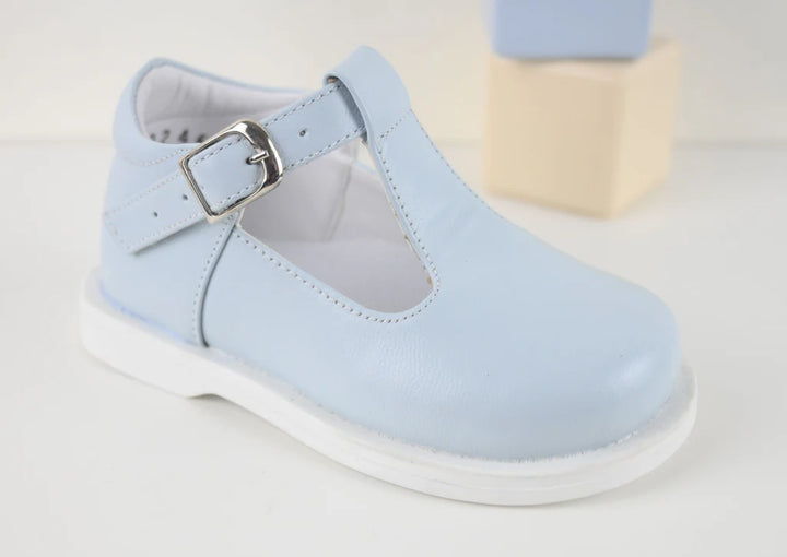 "Stef" Pex Blue Leather Unisex T Bar Shoes