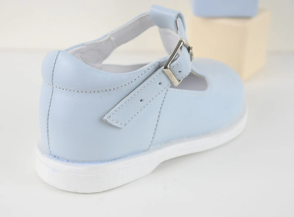 "Stef" Pex Blue Leather Unisex T Bar Shoes