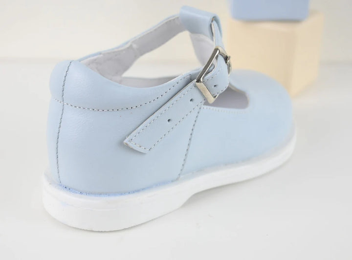 "Stef" Pex Blue Leather Unisex T Bar Shoes