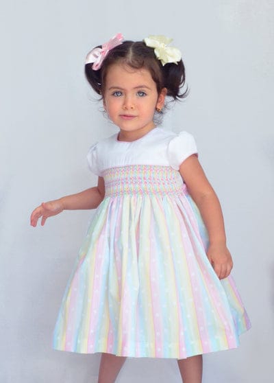 Pretty Originals Hand Smocked Multicoloured Dress, Pants & Headband Set - BD02161