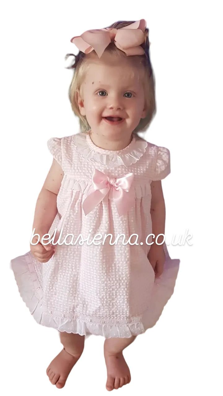 Petit Bebe Pink & White Gingham Dress & Pants - 18043