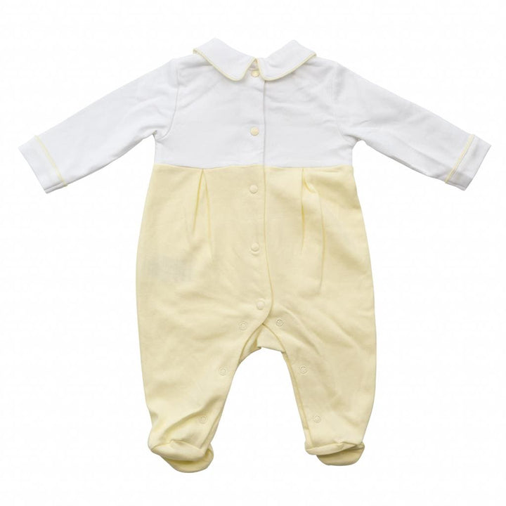Unisex Smocked Lemon & White All In One Babygrow, Sleepsuit - MB6478