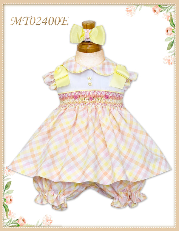 Pretty Originals Multicoloured Check Dress, Bloomers & Headband Set - MT02400