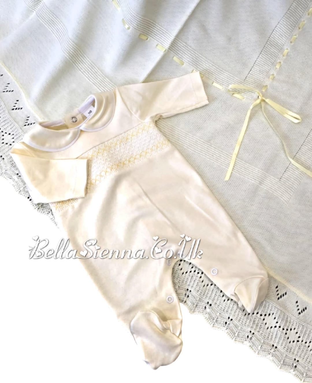 Unisex Lemon Smocked All In One Babygrow - SG68