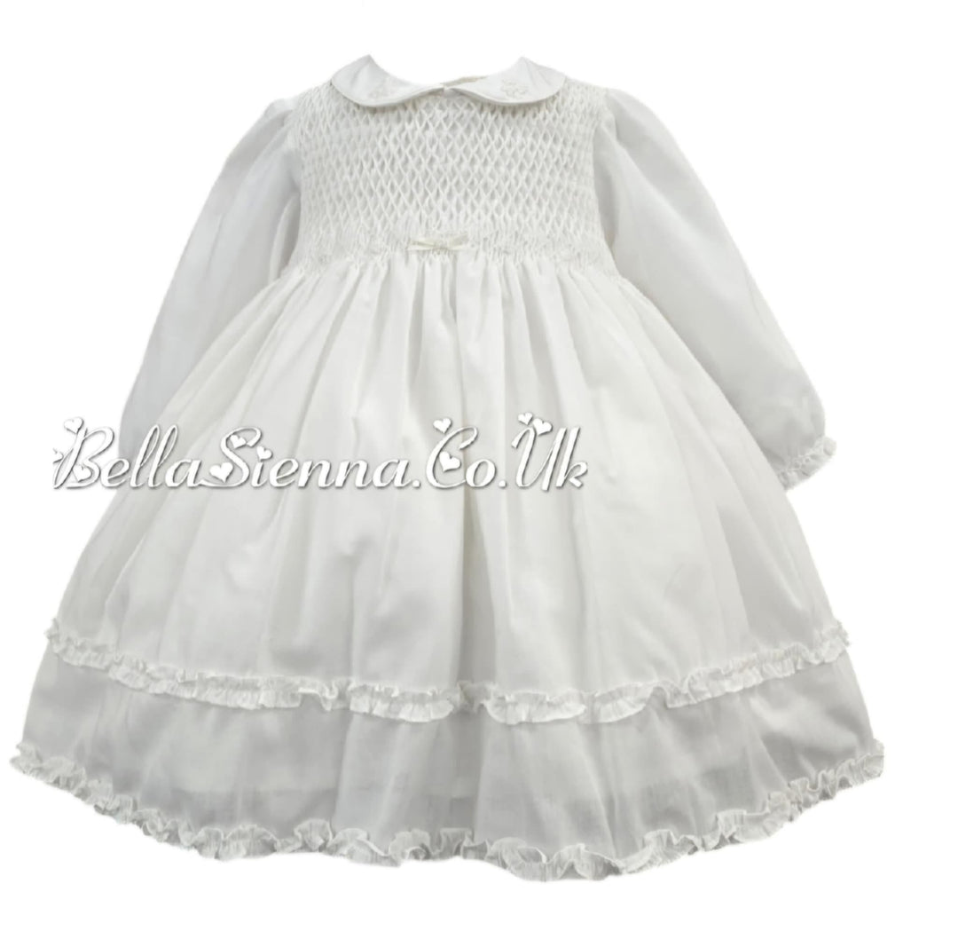 Sarah Louise Ivory Hand Smocked Dress & Pants Set - 013349