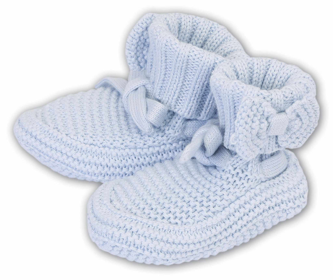 Sarah Louise Blue Knitted Unisex Booties - 004406UP