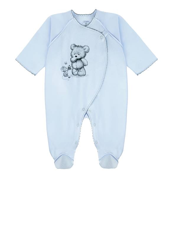 Sofia "MIKADO" Blue 100% Cotton Babygrow - Sleepsuit