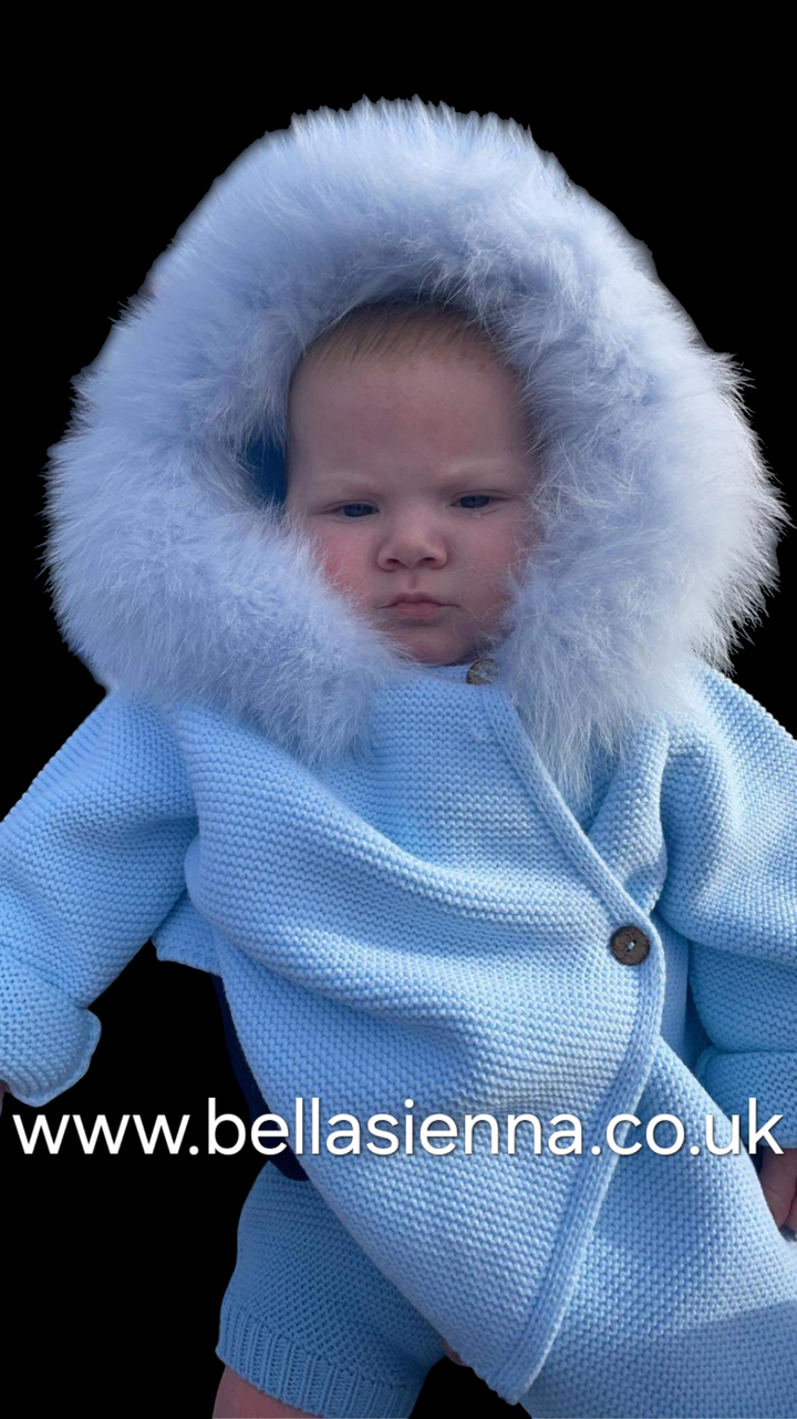 Mac Ilusion knitted coat with detachable faux fur trim 9094