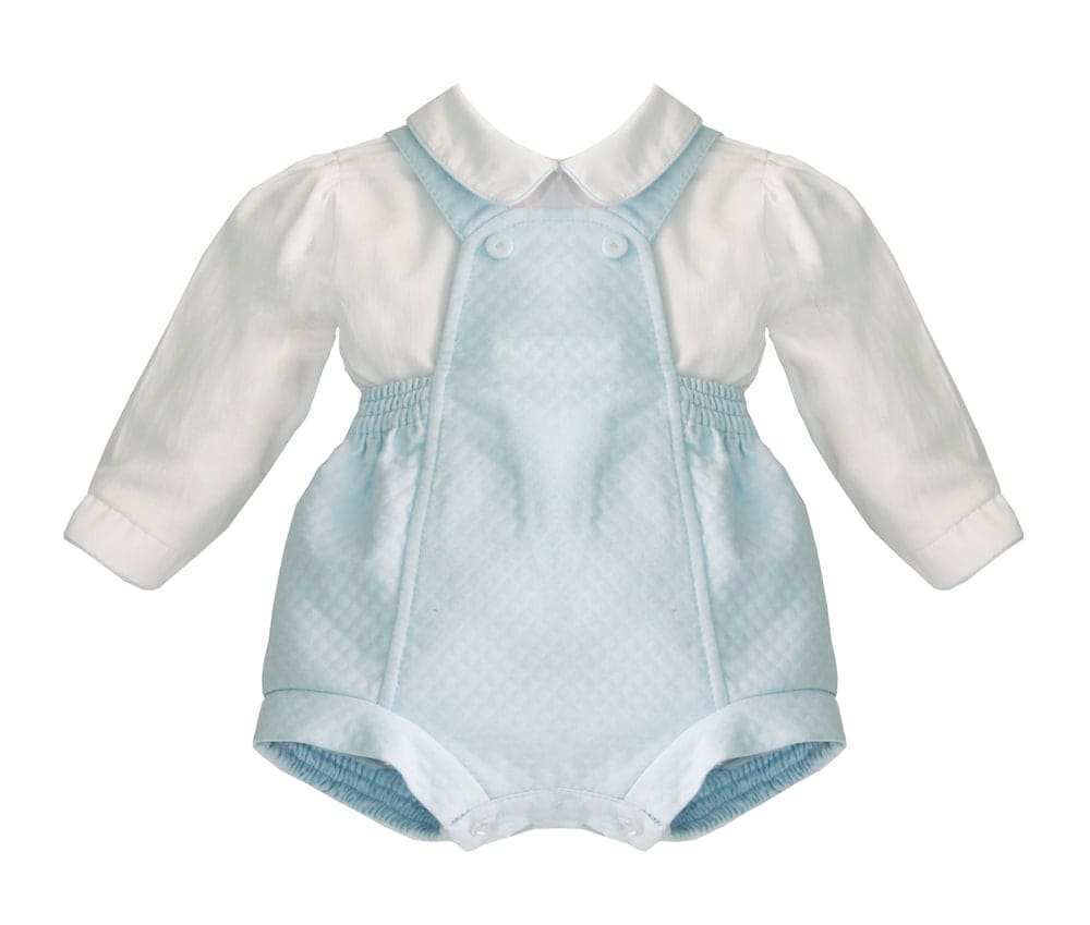 Pretty Originals Boys Blue & White Two Piece Romper Suit - MT02060