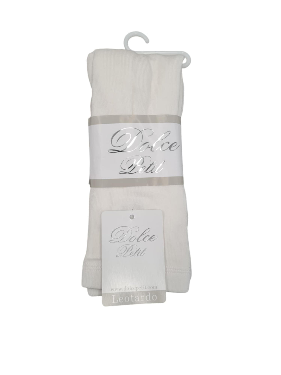 Dolce Petit Thick Ribbed White Tights
