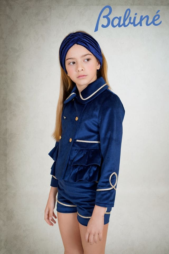 Babine Navy & Gold Velvet Jacket & Shorts Set - 2612716 & 2312107