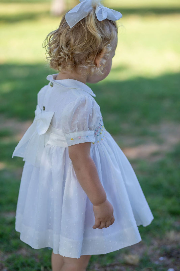 Naxos Hand Smocked Pastel Dress & Matching Hair Bow - 7331