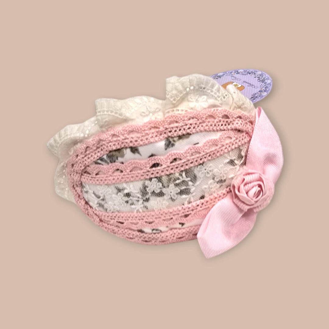 Abuela Tata Girls Pink And Ivory Bow Headband