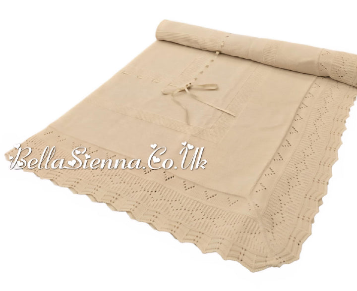 Bella Sienna Biscuit Beige Fine Knitted Luxury Shawls - 2027