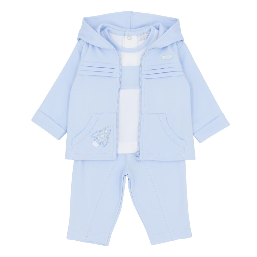 Boys Blue & White 3 Piece Set, Jacket, Joggers & Top - AM0033
