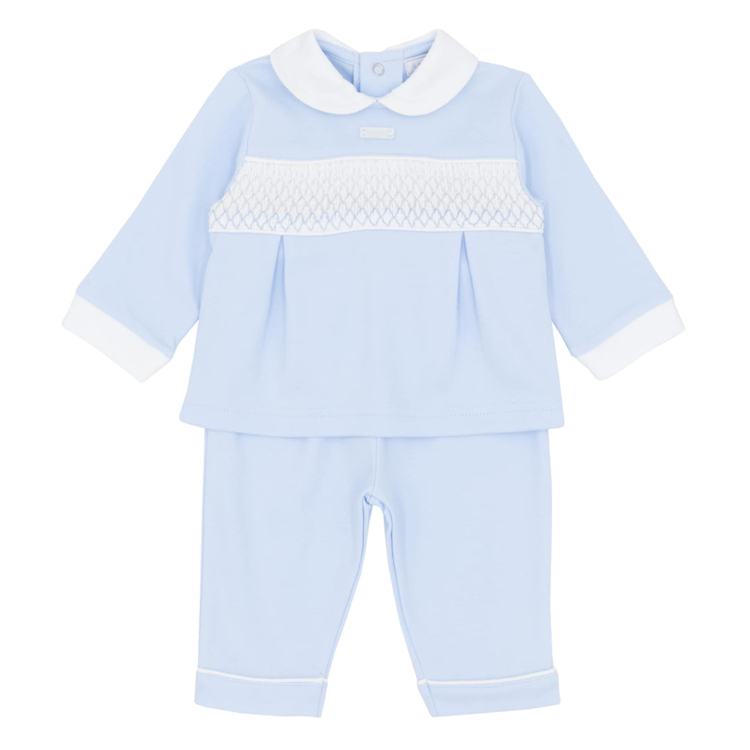Boys Blue & White Smocked 2 Piece Set - AM0023