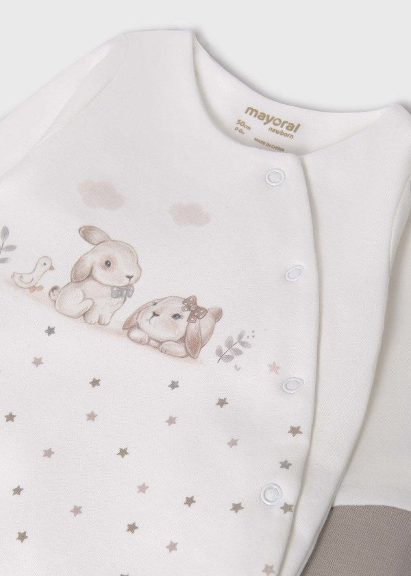 Mayoral Three Piece Newborn Hospital Set - Sleepsuit, Hat & Bib - 9516 - Nuez