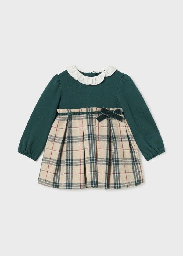 Mayoral Baby Checked Combined Dress -2910 - Green