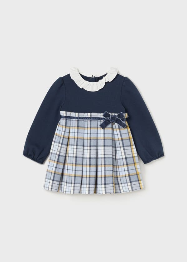 Mayoral Baby Checked Combined Dress -2910 - Navy