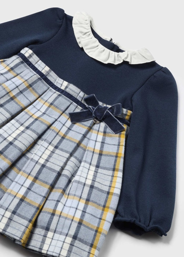Mayoral Baby Checked Combined Dress -2910 - Navy
