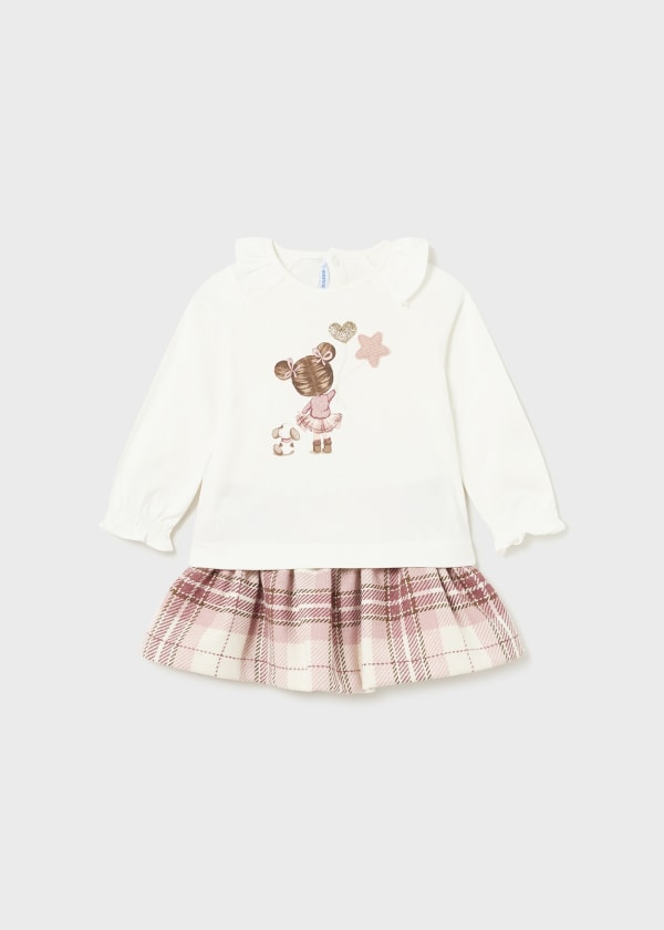Mayoral Baby Checked Skirt and T-Shirt Set - 2927