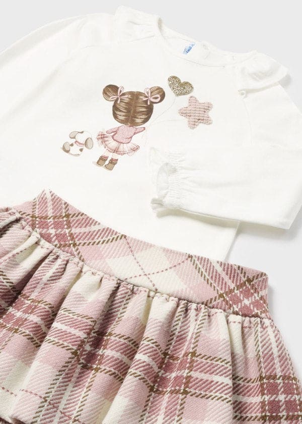 Mayoral Baby Checked Skirt and T-Shirt Set - 2927