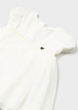 Mayoral Girls Ivory Combined Pleated Tulle Dress - 1904