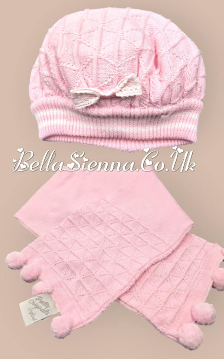 Pretty Originals Luxury Pom Pom Beret And Scarf Set  Pink
