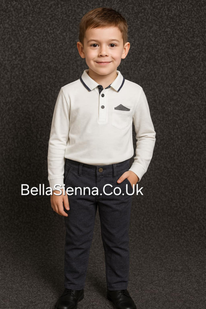 iDO Boys Polo Shirt And Dark Grey & Black Soft Touch Slim Fit Trousers - T758
