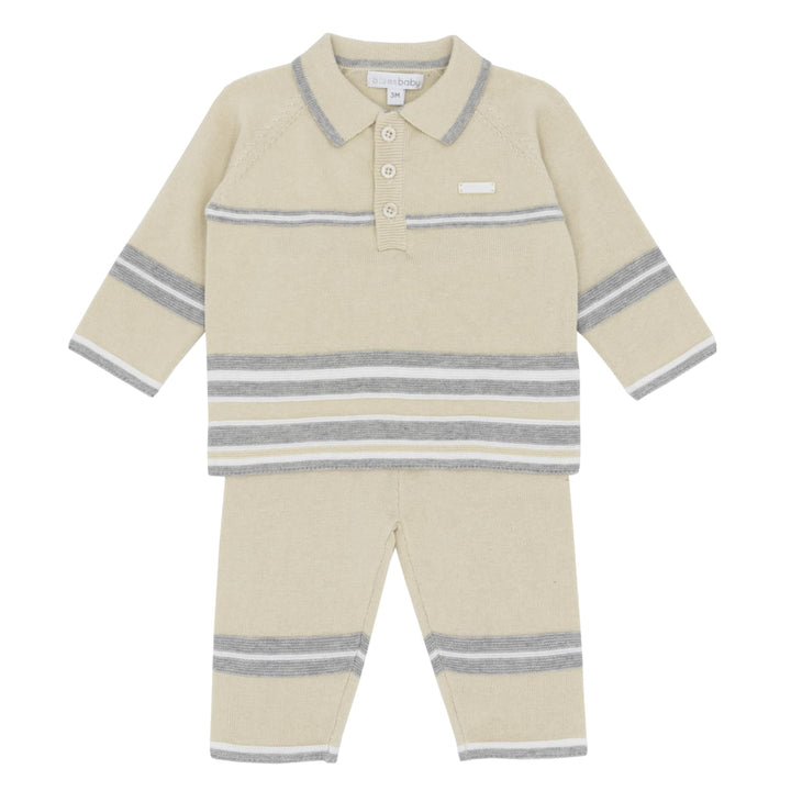 Blues Baby Boys Beige & Grey Knitted Romper - BB2121