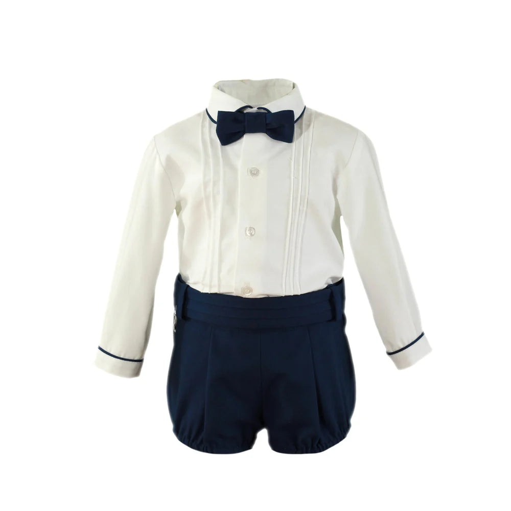Miranda Boys White & Navy Set With Detachable Bow Tie - 162